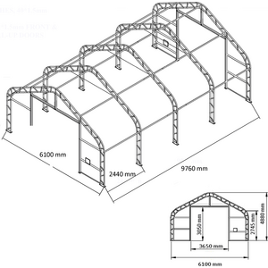 Ranch Premium 6.1 x 9.76 x 4.88 m 900g kalustohalli