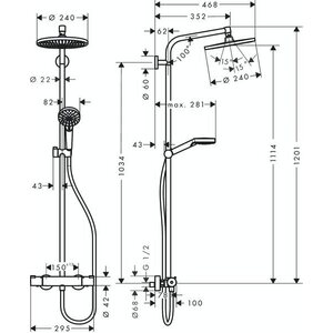 Hansgrohe sadesuihkuhana 27937000 crometta s240