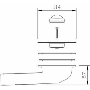 Prevex Pohjaventtiili 13935 114mm sihti 70mm tulppa