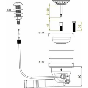 Prevex Pohjaventtiili kaukosäätö 114mm sihti