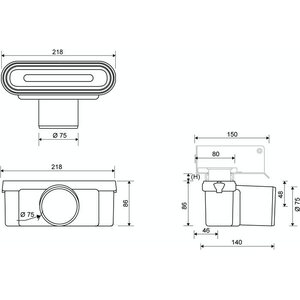 Unidrain 1411 vaakasuora viemärikaivo 75 mm