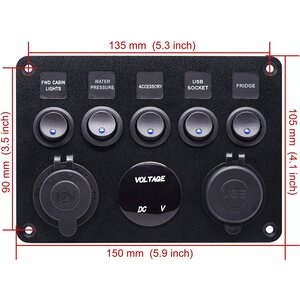 Brightsolar 12/24V ohjauspaneeli jännitemittarilla ja USB portilla