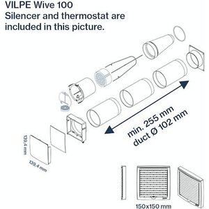 Vilpe Korvausilmaventtiili Wive 100 termostaatilla