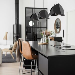 Sessak Lighting Lehmus design-riippuvalaisin mattamusta