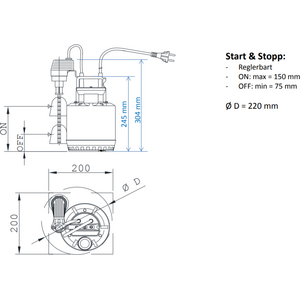 Uppopumppu RST kohokytkimellä 135 L/min 6,5m