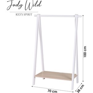 Judy Wild Kid's Spirit Lasten vaaterekki kenkätasolla 70x38xK100cm, melamiinipinta, valkoinen/beige