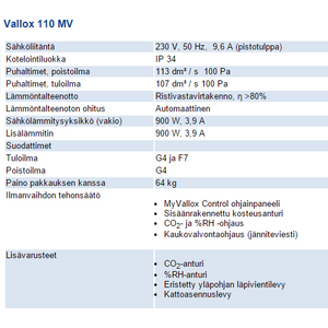 Vallox Ilmanvaihtokone 110 MV oikea