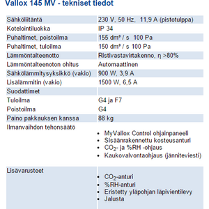 Vallox Ilmanvaihtokone 145 MV oikea