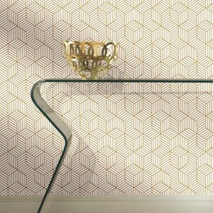 RoomMates Liimaa & Irrota -tarratapetti Striped Hexagon White/Gold