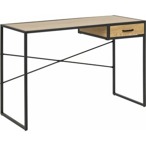Työpöytä SEAFORD 110x45xK75cm, metallirunko, kalustelevyä, 1 laatikko, beige/musta