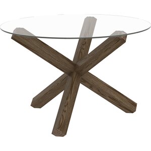 Ruokapöytä TURIN, pyöreä 120cm, tammirunko, lasikansi, kirkas/tummanruskea