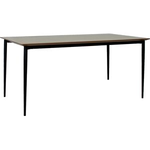 Ruokapöytä DELANO 160x90xK75cm, metallijalat, tammiviilutettu, ruskea/musta