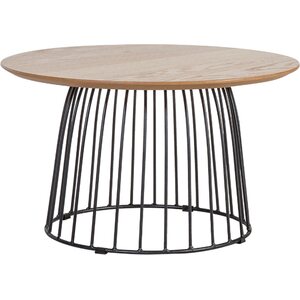 Sohvapöytä HELENA pyöreä 60cm metallirunko, viilutettu, musta/ruskea