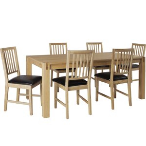 Ruokailuryhmä CHICAGO NEW pöytä + 6 tuolia, viilutettu puurunko, keinonahkaa, musta