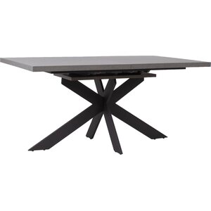 Ruokapöytä EDDY 160/200x90xK76cm, metallijalat, melamiinikansi, jatkopalalla, harmaa/musta