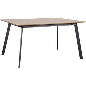 Ruokapöytä HELENA 160x90xK75cm, metallijalat, viilutettu, vaaleanruskea/musta