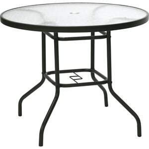 Puutarhapöytä DUBLIN pyöreä 80cm, teräsrunko, pöytälevy lasia, tummanruskea