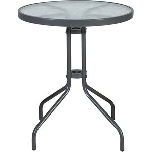 Pöytä BISTRO pyöreä 60cm, metallirunko, kirkas lainelasi, harmaa