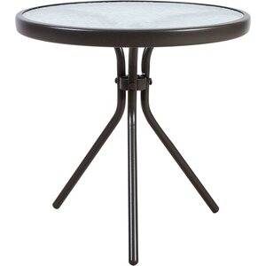 Puutarhapöytä DUBLIN H50xK46cm, teräsrunko polyrottingilla, lasikansi, tummanruskea