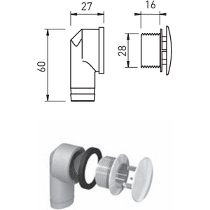 Prevex Ylivuoto 13506 holkki 16mm kierre ja peitelevy