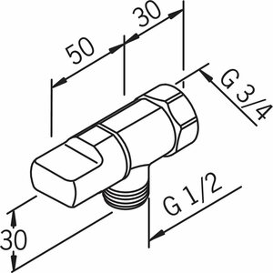 Oras Pesukoneventtiili Oras 105001 3/4" x 1/2"