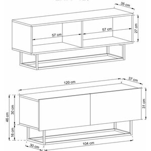 Eureka Jalo TV-taso 120 cm tammi/musta