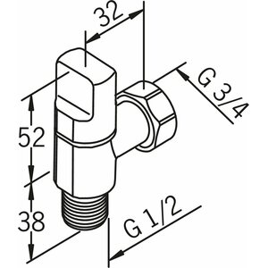 Oras Pesukoneventtiili Oras 107170 G1/2" x G3/4"
