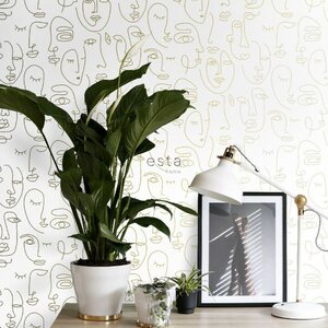 Esta Home Black & White with a splash of Gold non-woven tapetti