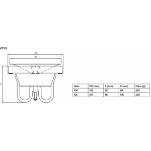 Tuloilmaventtiili sauna KTS-S 125 musta