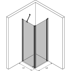 Hietakari Infinia 251 (211x212) Suihkunurkka kiinteällä seinällä ja kääntyvällä ovella