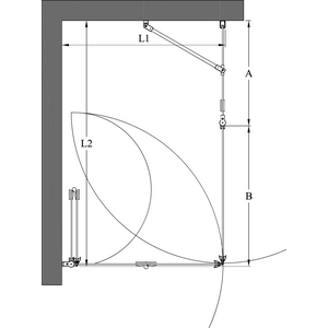 Hietakari Infinia 260 (213x214) Suihkunurkka taittuvalla ovella ja kääntyvällä ovella + kiinteä osa