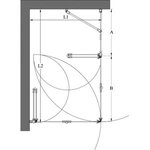 Hietakari Infinia 261 (213x215) Suihkunurkka taittuvilla ovilla joista toisessa kiinteä osa