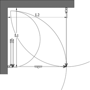 Hietakari Infinia 256 (212x213) Suihkunurkka kääntyvällä ja taittuvalla ovella