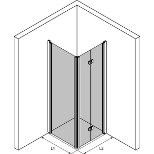 Hietakari Infinia 256 (212x213) Suihkunurkka kääntyvällä ja taittuvalla ovella