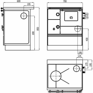 Puuliesi Alfa 70 lasiluukulla musta 7kW vasen