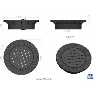 Merika Muovikansisto 450/315mm 4tn ritiläkansi