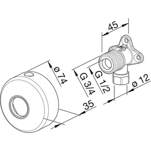 Oras Pinta-asennuskulmapari 204021Z 2kpl 3/4x1/2x12mm