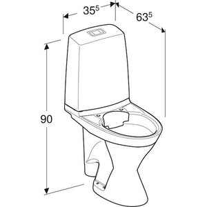 IDO WC-istuin Glow 67 saneerausmalli 2-H korkea S-lukko kiinnitysrei’illä