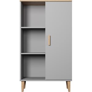 Kocot Denver kirjahylly 120cm kaapilla, 3 tasoa, harmaa/beige