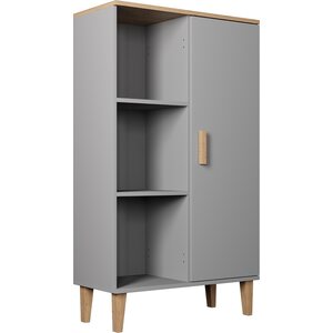 Kocot Denver kirjahylly 120cm kaapilla, 3 tasoa, harmaa/beige