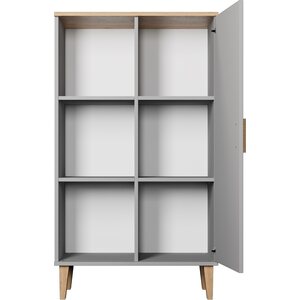Kocot Denver kirjahylly 120cm kaapilla, 3 tasoa, harmaa/beige