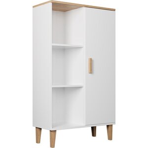 Kocot Denver kirjahylly 120cm kaapilla, 3 tasoa, valkoinen/beige