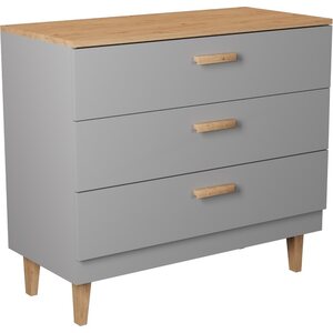Kocot Denver lipasto 100cm, 3 laatikkoa, harmaa/beige