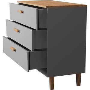 Kocot Denver lipasto 100cm, 3 laatikkoa, harmaa/beige