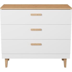 Kocot Denver lipasto 100cm, 3 laatikkoa, valkoinen/beige