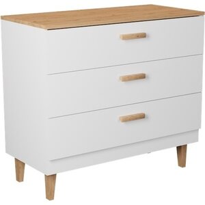 Kocot Denver lipasto 100cm, 3 laatikkoa, valkoinen/beige