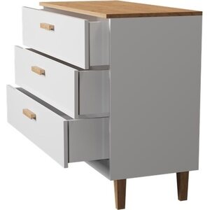 Kocot Denver lipasto 100cm, 3 laatikkoa, valkoinen/beige
