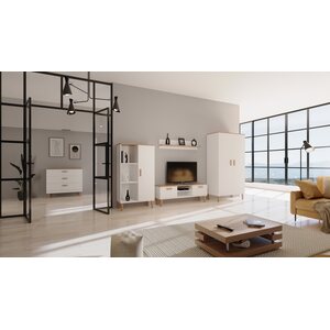 Kocot Denver TV-taso 120cm, valkoinen/beige