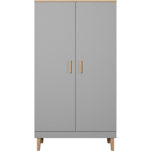 Kocot Denver vaatekaappi tangolla, 5 hyllyä, harmaa/beige