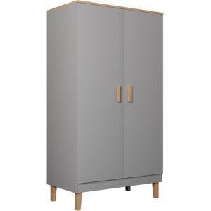Kocot Denver vaatekaappi tangolla, 5 hyllyä, harmaa/beige